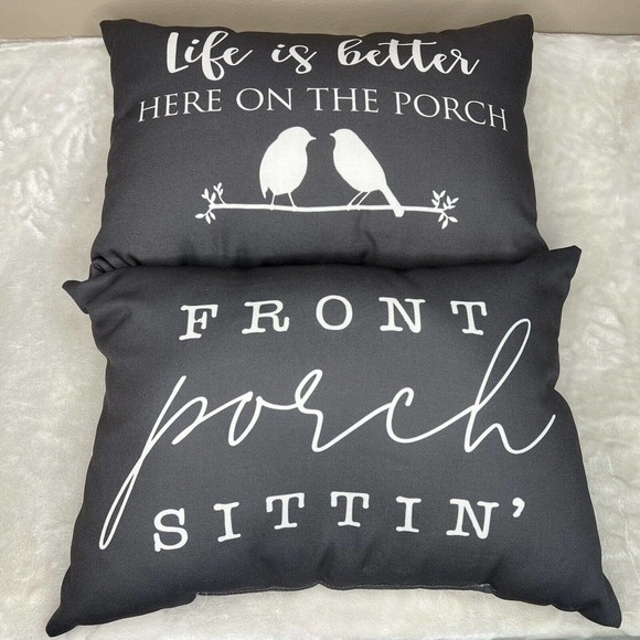 Unbranded Other - 2 Gray Porch Themed Outdoor Throw Pillows Themed 19X14 2 Piece Set NWOT